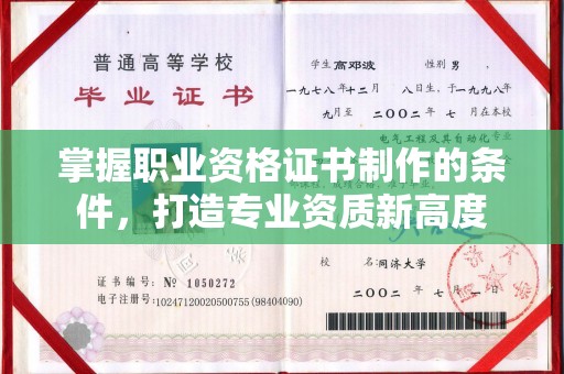 甘泉掌握职业资格证书制作的条件，打造专业资质新高度